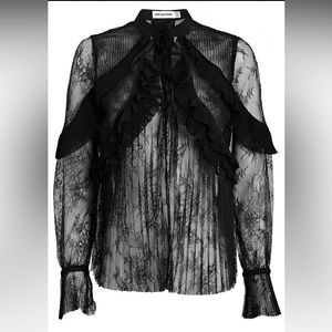 SELF-PORTRAIT Frilled Fine Lace Top, Size 2